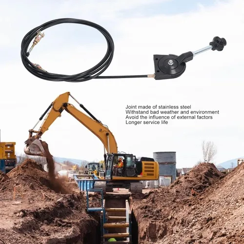 Vista 3 de Cable de acelerador manual de excavadora, cable de acelerador universal de 3,5 M, cable de control de motor de excavadora, tubo de PU de junta