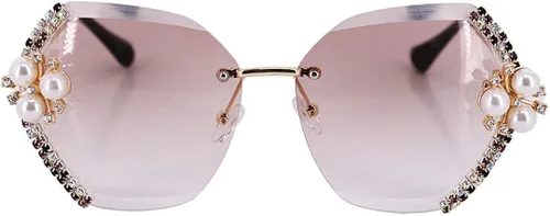Vista 3 de Naimo Gafas de sol de lujo cristalinas cristalinas brillantes de la lente del corte ULTRAVIOLETA 400 de la protección