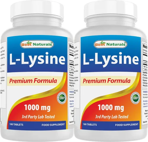 Vista 9 de Best Naturals L-Lisina 1000mg 180 Tabletas - Lisina de Doble Fuerza para una Salud Inmune Más Fuerte y para el Herpes Labial