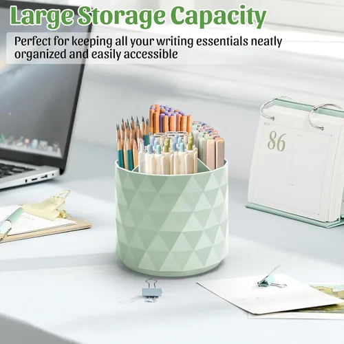 Vista 7 de minimaliving Organizador de Escritorio, Portabolígrafos con Brillo de Diamante para Escritorio, Accesorios de Oficina Giratorios 360°, Portalápices