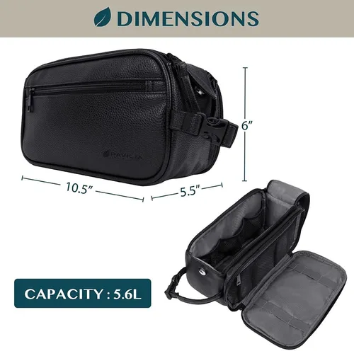 Vista 4 de PAVILIA - Neceser para hombre, kit de afeitado para viaje, neceser de viaje para hombres, organizador de artículos de aseo para el cuidado personal