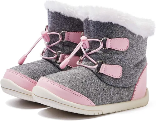 Vista 47 de BMCiTYBM Botas de nieve para bebés y niños pequeños, zapatos de invierno para niños y niñas, zapatos de bebé de piel sintética para clima frío