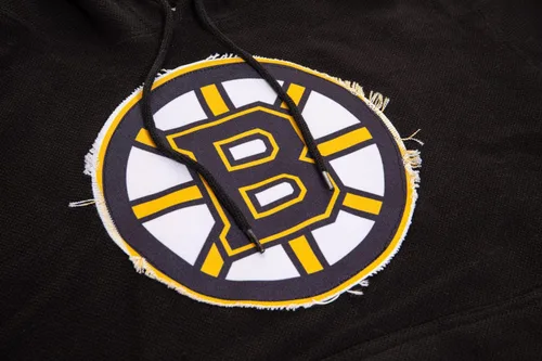 Vista 4 de Calhoun NHL Surf & Skate - Sudadera con capucha unisex con parche deshilachado de gofres – The Coastal Collection Boston Bruins