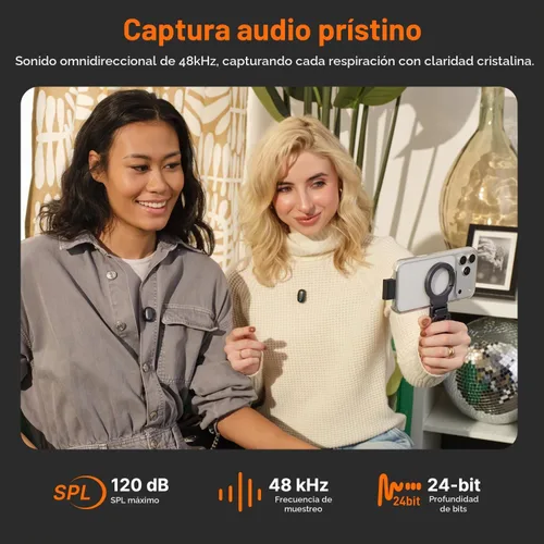 Vista 2 de Saramonic Micrófono inalámbrico Air SE para iPhone y Android, receptor dual (USB-C + Lightning), cancelación de ruido AI, 48 kHz/24 bits