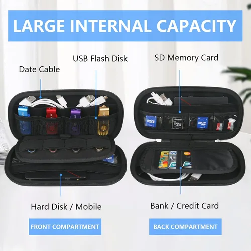 Vista 2 de Funda para dispositivos digitales impermeable para tarjetas de memoria, doble capa, todo en uno, diseñada para discos duros externos, unidades flash