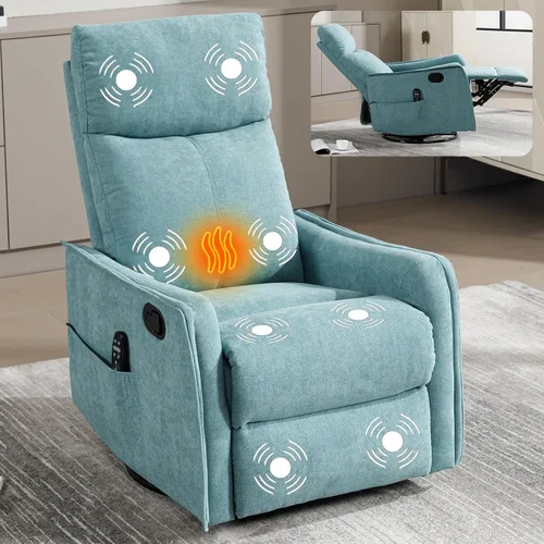 Vista 9 de Silla reclinable con masaje y calor, silla reclinable giratoria con respaldo alto, sillones reclinables manuales Lazy Boy para adultos, silla