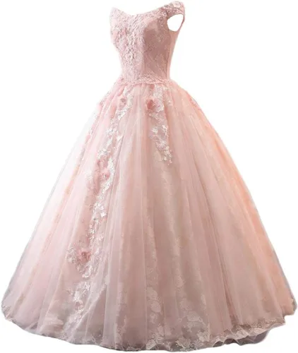 Vista 3 de Dydsz Vestidos de quinceañera florales con hombros descubiertos para mujer, vestido de fiesta de graduación Sweet 15 16