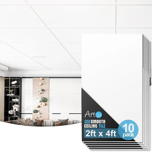 Vista 11 de Art3d Paquete de 24 azulejos de techo lisos, no se hunden ni se rompen