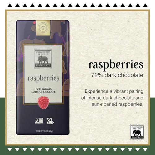 Vista 3 de Endangered Species Chocolate Bar Grizzly Frambuesa oscura, 3 oz