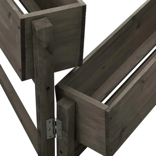 Vista 3 de Maceta plegable para jardín, color gris, de 23.6 x 5.5 x 29.5 pulgadas, madera maciza de madera maciza, cama de jardín elevada, macetas al aire