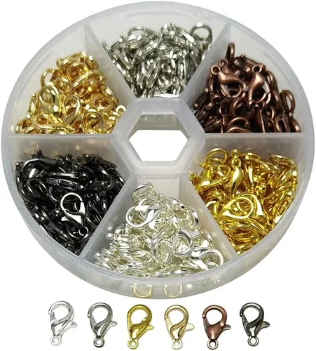 Vista 5 de Libiline 1 caja de 300 piezas surtidas de 6 colores de aleación de zinc para joyería, collares, pulseras, sin níquel (mezcla, 0.394 x 0.236 in)