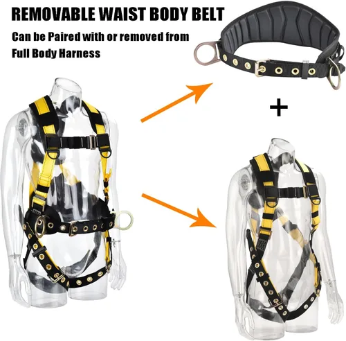 Vista 6 de 3D-Rings Fall Potection Safety Harness With Waist＆Leg Tounge Buckles Waist & Shoulder Pad Support ANSI Compliant