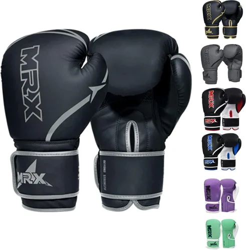 Vista 10 de MRX Guantes de boxeo para entrenamiento de combate, entrenamiento de combate, entrenamiento de combate, entrenamiento de sparring grappling Negro