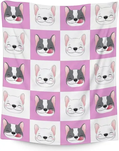 Vista 16 de Regalos de bulldog francés para niños, 30 x 40 pulgadas, mantas de bulldog francés tamaño regazo, mantas suaves y peludas con temática de perros