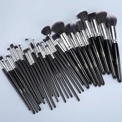 Vista 9 de MSQ - Juego de 29 brochas de maquillaje profesionales con cinturón ajustable, bolsa de maquillaje, base de polvo, brochas para sombras de ojos
