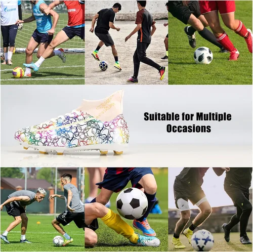 Vista 5 de Zapatos de fútbol para hombre y mujer, botas de fútbol de alta calidad, ligeras y transpirables, tenis de fútbol de uñas largas, suela de goma