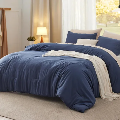 Vista 23 de Bedsure Juego edredón suave prelavado individual/individual XL, 365 días, cálido relleno alternativo GentleSoft™, 1 edredón ligero:68x88 pulgadas