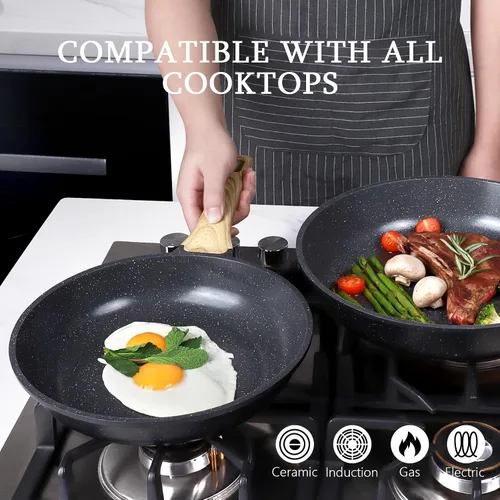 Vista 5 de GiPP Sartén antiadherente – Sartén antiadherente de 8 pulgadas con revestimiento de cerámica, sartenes no tóxicas para cocinar, sartén para tortilla