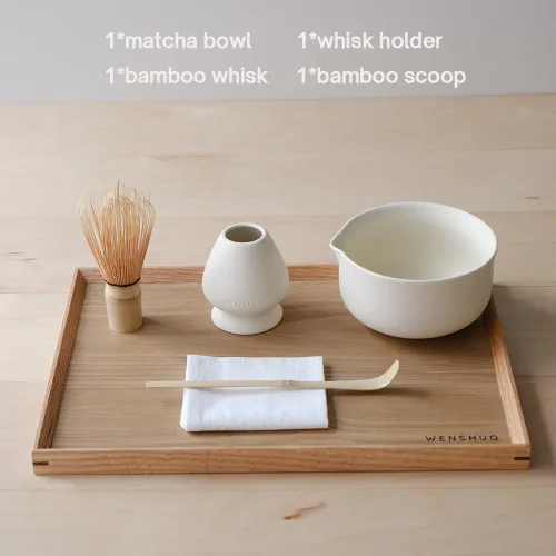 Vista 3 de WENSHUO Kit Matcha - Juego de batidor matcha premium con herramientas tradicionales de bambú, juego de té matcha ideal para el hogar (crema)