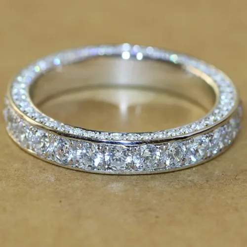 Vista 35 de Iumer - Anillo de zircón de dos piezas con incrustaciones de diamantes de imitación artificiales para mujer, talla 6-10.