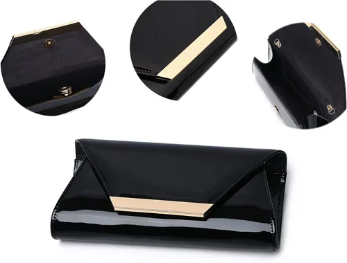 Vista 3 de MUDUO Bolso de mano de charol para mujer, bolso de noche, M