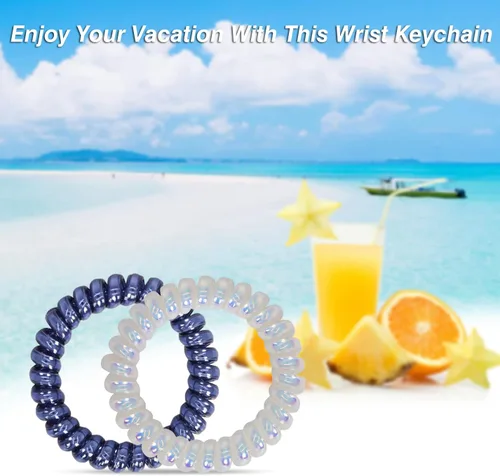 Vista 7 de BIHRTC 6 llaveros de bobina de muñeca para llavero de automóvil, pulsera de plástico en espiral con resorte flexible, correa elástica para muñeca