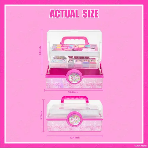 Vista 7 de Set de cosméticos Barbie para niñas, incluye maquillaje de uñas, labios, ojos y mejillas, juego de belleza seguro y no tóxico de Townley Girl