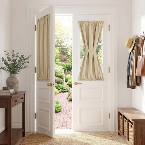 Vista 35 de PONY DANCE Persianas para puertas – Paneles opacos para tratamiento de ventanas, cortinas sólidas de alta resistencia con bolsillo para barra