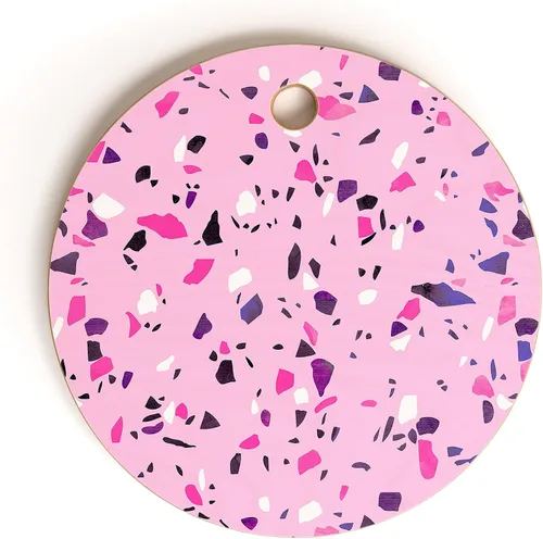 Vista 10 de Society6 Tabla de cortar de bambú Emanuela Carratoni Celestial Geometric Art Tabla decorativa para servir charcutería, terrazo rosa, 16 pulgadas
