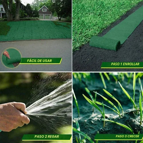 Vista 4 de Rollo de tapete de semillas de césped, tapete biodegradable para semillas de césped, manta de germinación de semillas de césped para cultivo