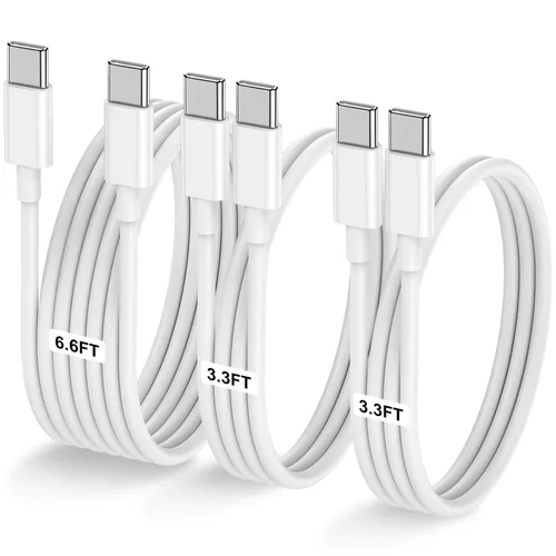 Vista 30 de LOFPYE Paquete de 3 cables USB C a USB C de 1 pie y 60 W, cable de carga rápida tipo C para iPhone Air 17 16e 16 15 Pro Plus Pro Max, para Galaxy