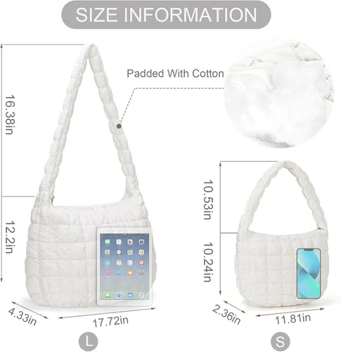 Vista 6 de Bolsa acolchada para mujer, bolsa acolchada ligera, bolsa acolchada para el hombro
