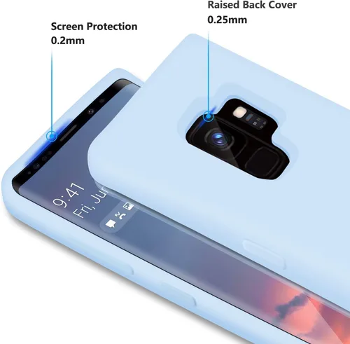 Vista 3 de Funda diseñada para Galaxy S9, silicona líquida de goma de gel a prueba de golpes, cojín de forro de tela de microfibra suave compatible con Galaxy