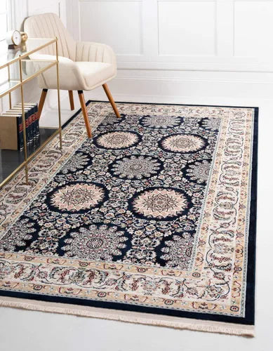 Vista 12 de Unique Loom Narenj Collection - Alfombra clásica con diseño de patrón texturizado tradicional, rectangular, 3 x 5 pies y 1 pulgada, azul/beige
