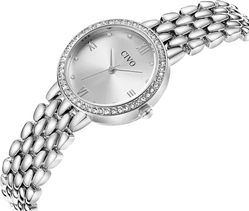 Vista 2 de CIVO Quartz Gold Watch for Women Elegant Stainless Steel Dress Wristwatch with Diamond Dial - Ladies Luxury Watch for Small Wrists - Gift for