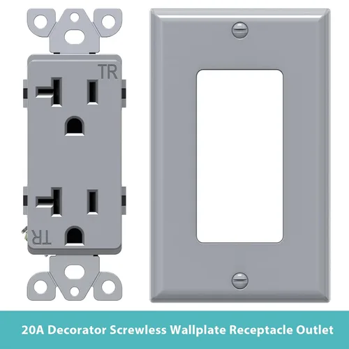 Vista 6 de WEBANG Toma de pared decorativa de 20 amperios y 125 V, receptáculo dúplex resistente a manipulaciones para uso residencial y comercial, placa