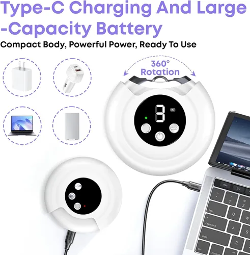 Vista 6 de Cortaúñas automático para personas mayores, cortaúñas eléctrico 3 en 1 con luz LED, batería recargable, cortaúñas para adultos, molinillo de uñas