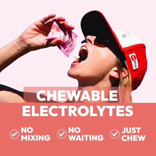 Vista 4 de SaltStick Electrolyte FastChews con cafeína – 60 tabletas masticables Citrus Burst – Tabletas de sal para correr e hidratar, masticables
