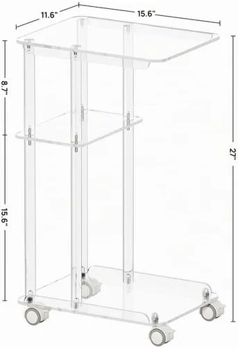 Vista 3 de HMYHUM Mesa de acrílico en forma de C con ruedas, mesa auxiliar transparente para sofá, sala de estar, dormitorio, mesa deslizante debajo del sofá