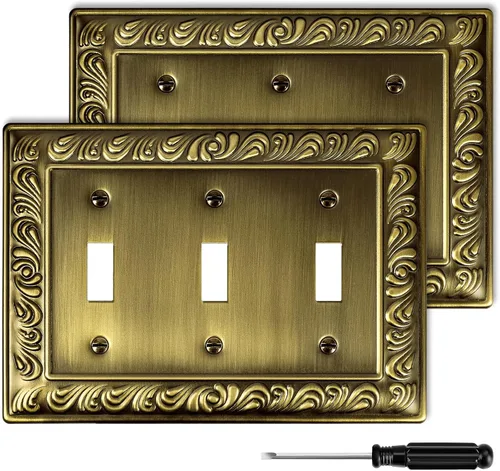 Vista 8 de Cubiertas Decorativas de Interruptor de Luz de Latón Antiguo Placas de Pared Placas de Interruptor Basculante Cubiertas de Enchufes