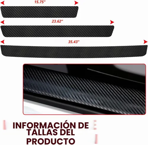 Vista 2 de Protectores de borde de puerta de automóvil de fibra de carbono, calcomanías protectoras de umbrales de puerta de automóvil antiarañazos e