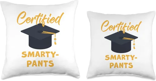 Vista 3 de Funny Graduation & Class Humor Certified Smarty-Pants – Student Teacher School Graduation Throw Pillow, 18x18, Multicolor