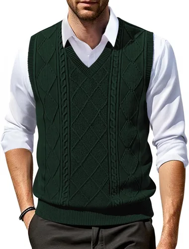 Vista 8 de COOFANDY Chaleco de Suéter con Cuello en V para Hombre Chaleco de Punto Casual Pullover Chaleco Ajuste Ceñido Sin Mangas Ligero Chaleco de Suéter