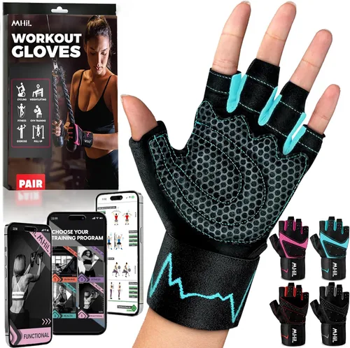 Vista 10 de MhIL Guantes de entrenamiento para mujer – Guantes de gimnasio transpirables para mujer con protección de palma y agarre mejorado – Guantes