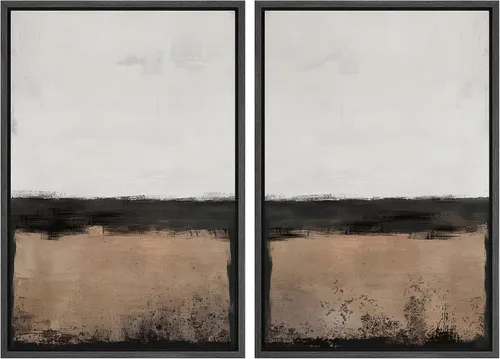 Vista 51 de SIGNWIN Lienzo enmarcado para pared, ilustraciones abstractas texturizadas en tonos beige terrosos, arte moderno, decorativo, contemporáneo