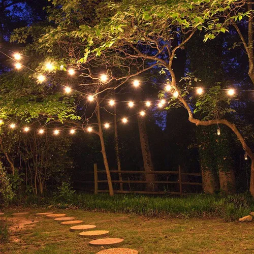 Vista 2 de ZYK Guirnalda de luces solares LED impermeables para interiores y exteriores, con 25 bombillas, luces de patio de 27 pies para terraza, patio