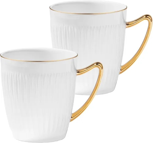 Vista 9 de Chulan Tazas de Café de Porcelana Fina de Hueso Blanca Delgada con Más del 45% de Contenido de Hueso 10 oz, Tazas de Porcelana Ligeras para Espresso