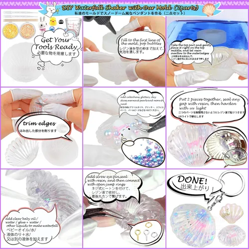 Vista 7 de Funshowcase Paquete de moldes de silicona para coctelera de resina, suministros de joyería, 132 kits