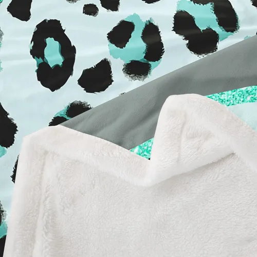 Vista 3 de Homewish Abstract Leopard Kids Throw Blanket,Cheetah Skin Wild Animals Bed Blanket for Girls Boys Women,Geometric Stripes Fashion Fleece