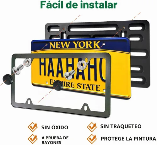 Vista 4 de Aootf Kit de Montaje de Placa de Matrícula Delantera - Soporte de Placa de Matrícula y Portaplaca de Automóvil de Aluminio Negro que se Ajusta sin